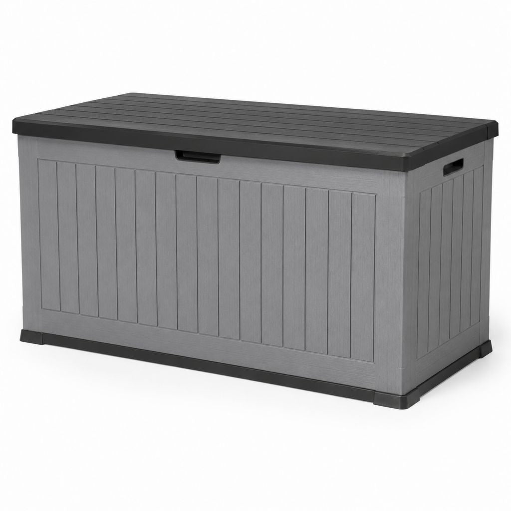 Coffre de jardin en polypropylène gris et noir 120 x 56 x 63 cm 270 L