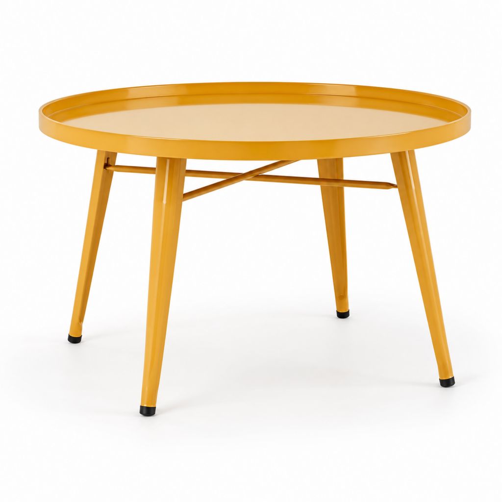 Table basse ronde jaune en acier Ø 80 x H 45 cm