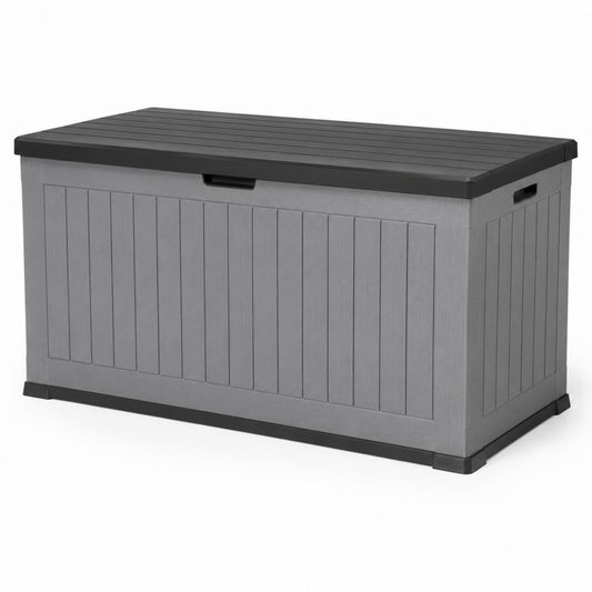 Coffre de jardin en polypropylène gris et noir 120 x 56 x 63 cm 270 L