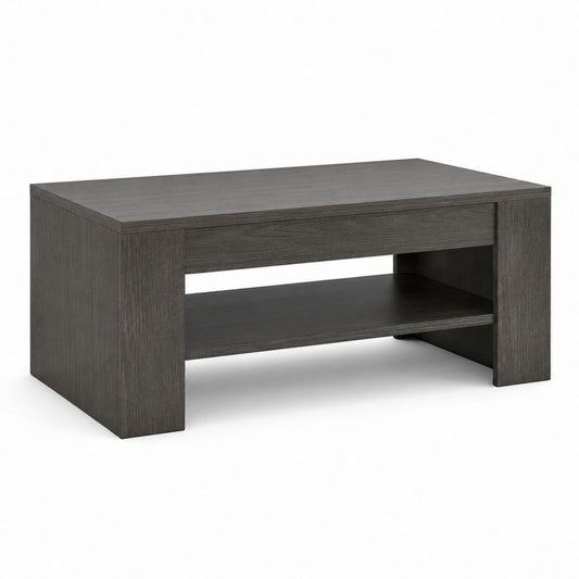 Table basse rectangulaire gris foncé en panneaux de particules mélaminés 100 x 60 x 45 cm avec étagère
