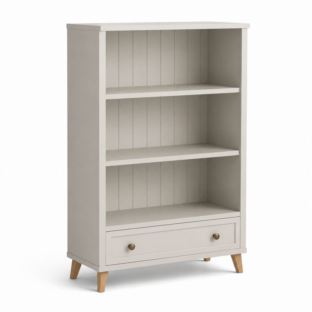 Bibliothèque avec tiroir blanc cassé en panneaux MDF 90 x 35 x 160 cm